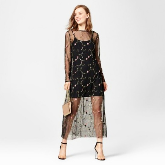 ⬇️Xhilaration Mesh Maxi Overlay Dress Juniors S-XL - Picture 2 of 5